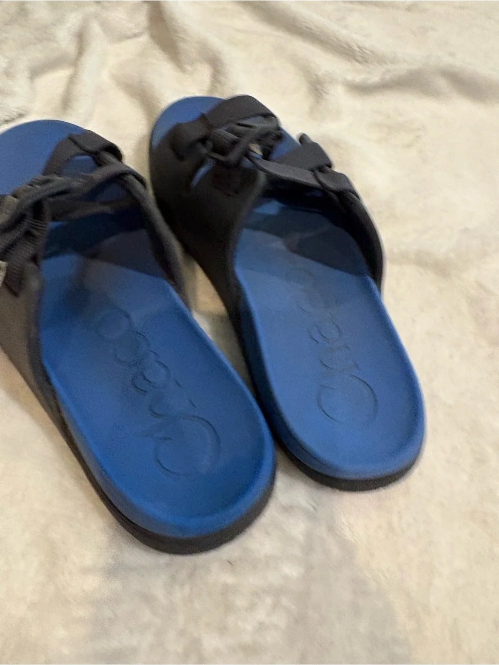Chaco Kids Blue and Black Adjustable Slide Sandals
